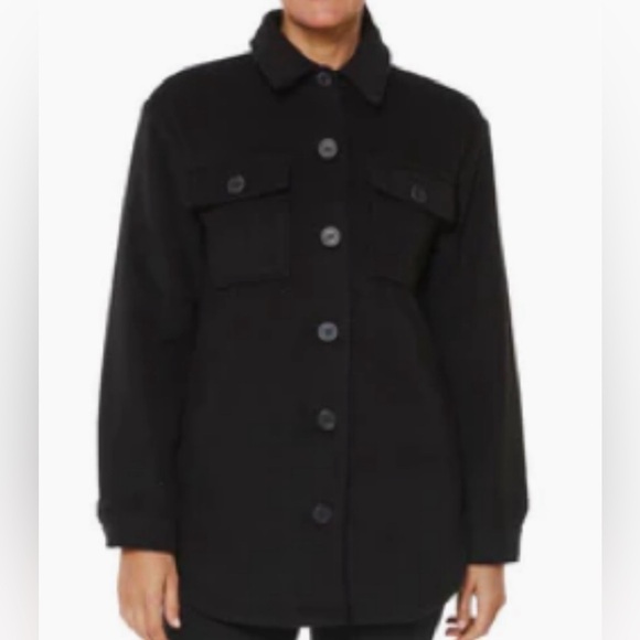 Sanctuary black wool blend Shacket/ Jacket. Quilted lining. Pockets. Size M.NWT - Picture 2 of 11